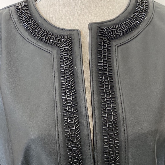 Chico’s black leather beaded jacket. Rare find - Picture 3 of 14